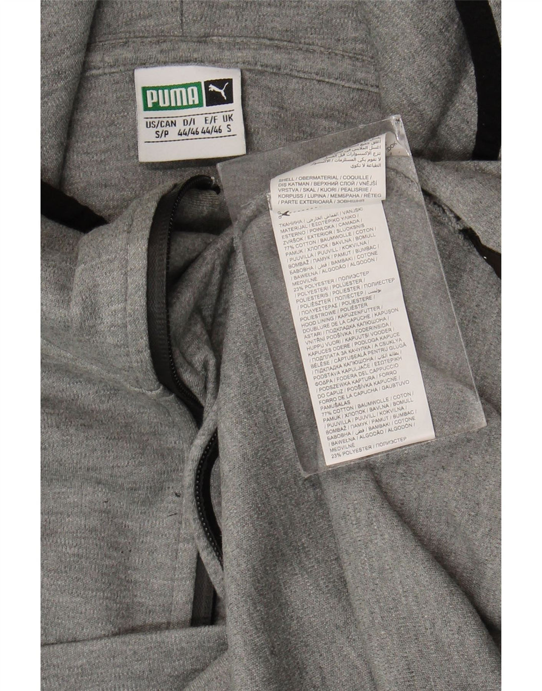 Męska bluza z kapturem i zamkiem błyskawicznym Puma, mała, szara, bawełniana