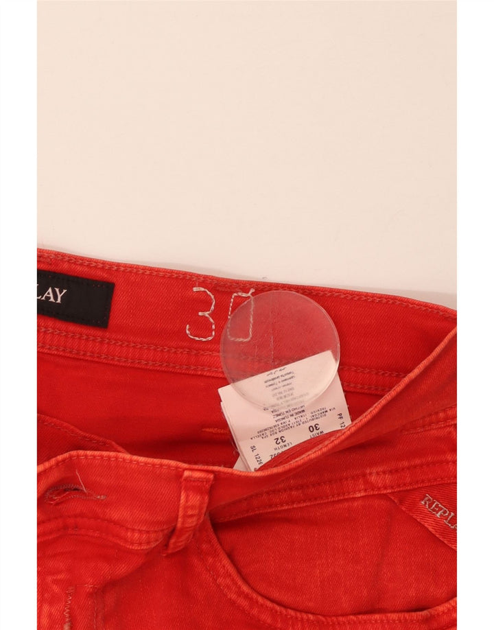 Męskie jeansy Skinny REPLAY W30 L32 Czerwone bawełniane