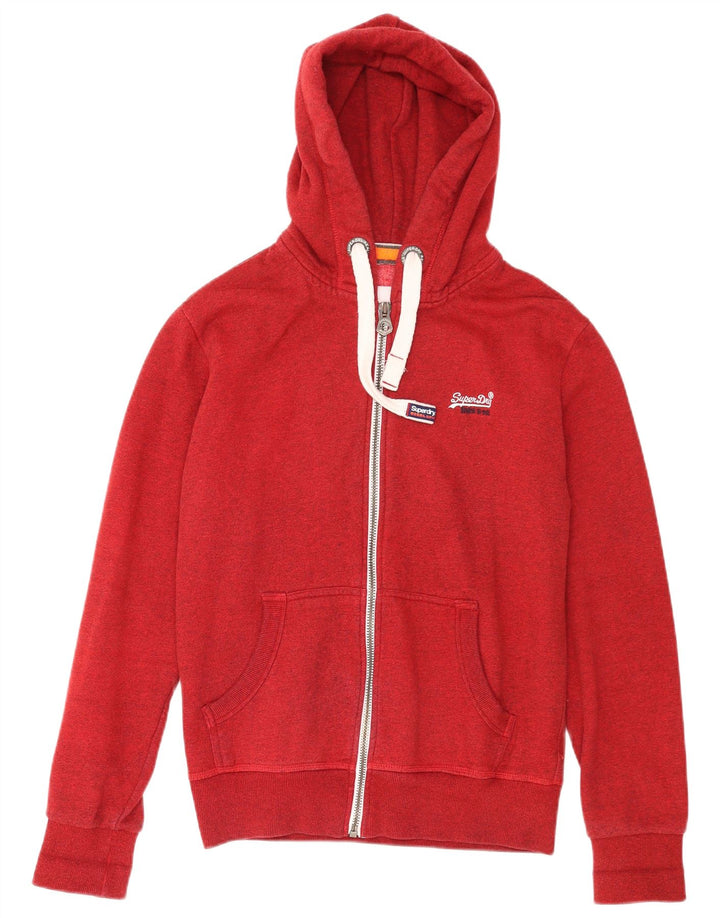 Męski sweter z kapturem i zamkiem Superdry, średnioczerwony, bawełniany