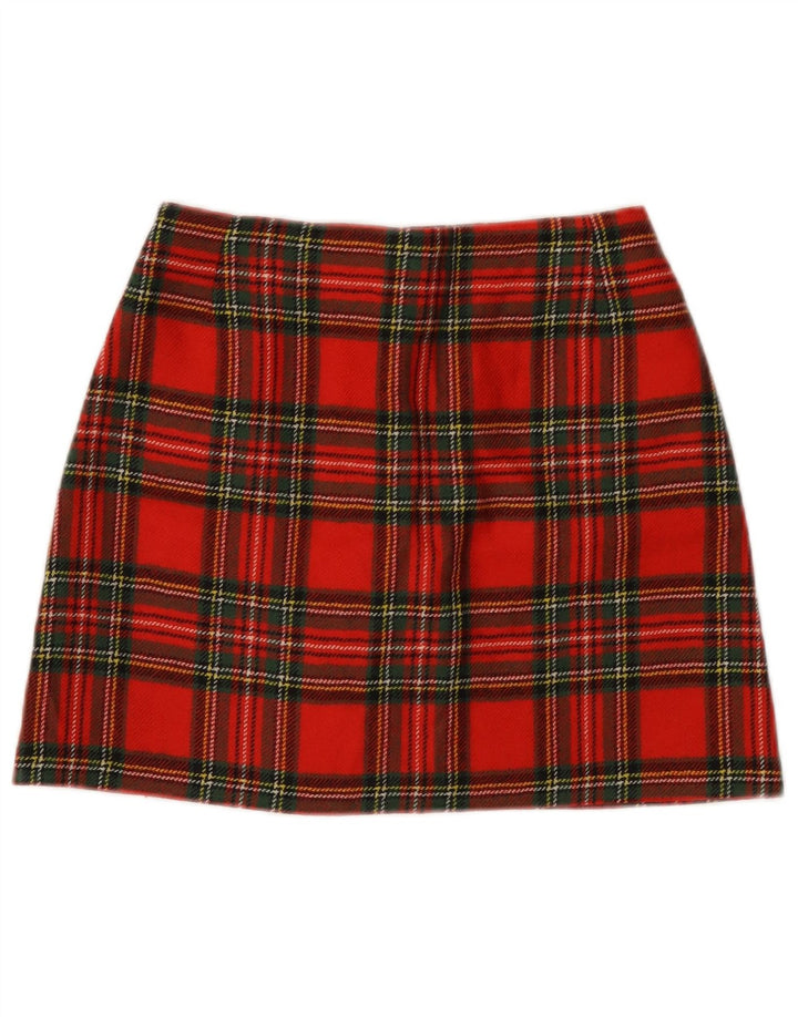 Vintage damska spódnica w kształcie litery A W26 w małą czerwoną kratkę