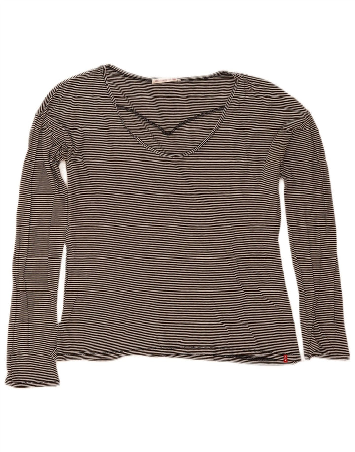 Damski top Levi's z długim rękawem, UK 14, średniej wielkości, czarny, bawełniany w paski
