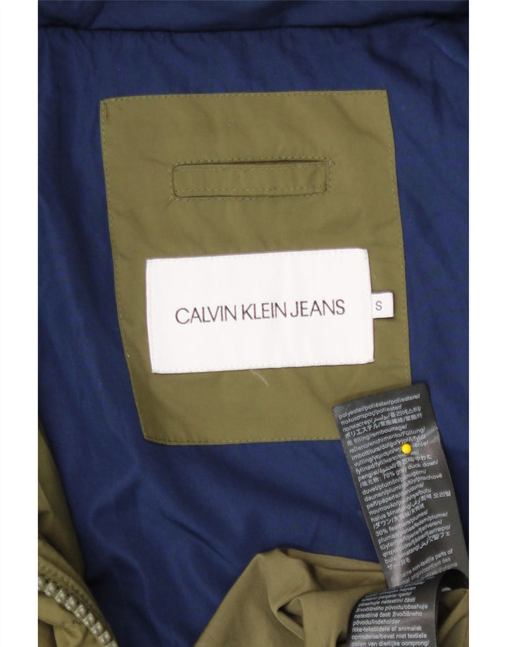 Męska ocieplana kurtka z kapturem Calvin Klein Jeans UK 36, mała, khaki, poliester