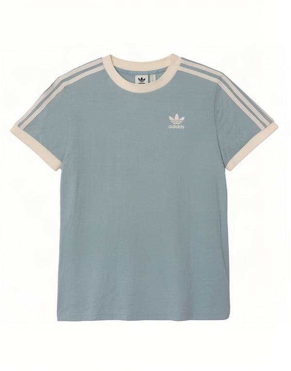 Damska koszulka Adidas Top UK 6 XS Niebieska bawełna z blokami kolorów