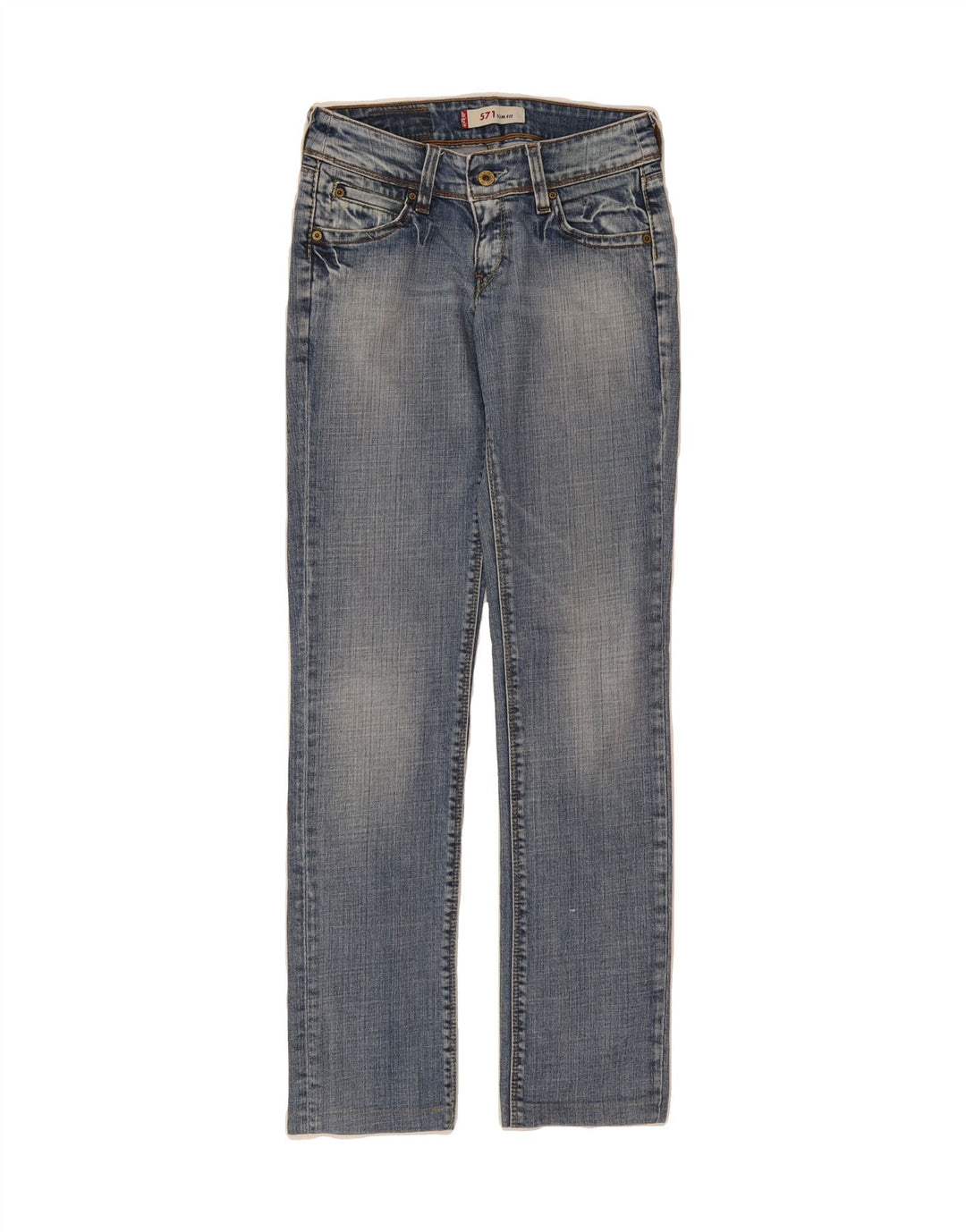 LEVI'S Womens 571 Slim Jeans W26 L31 Blue Cotton Vintage Levi's and Second-Hand Levi's from Messina Hembry 