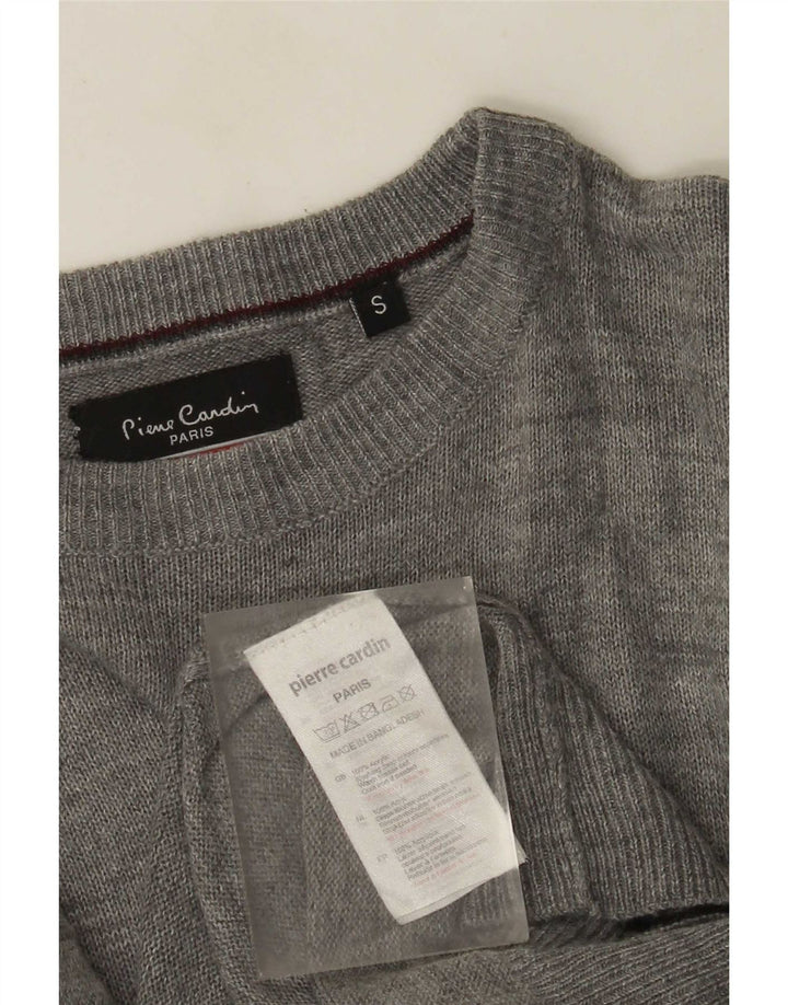 Męski sweter z okrągłym dekoltem Pierre Cardin, mały, szary akryl