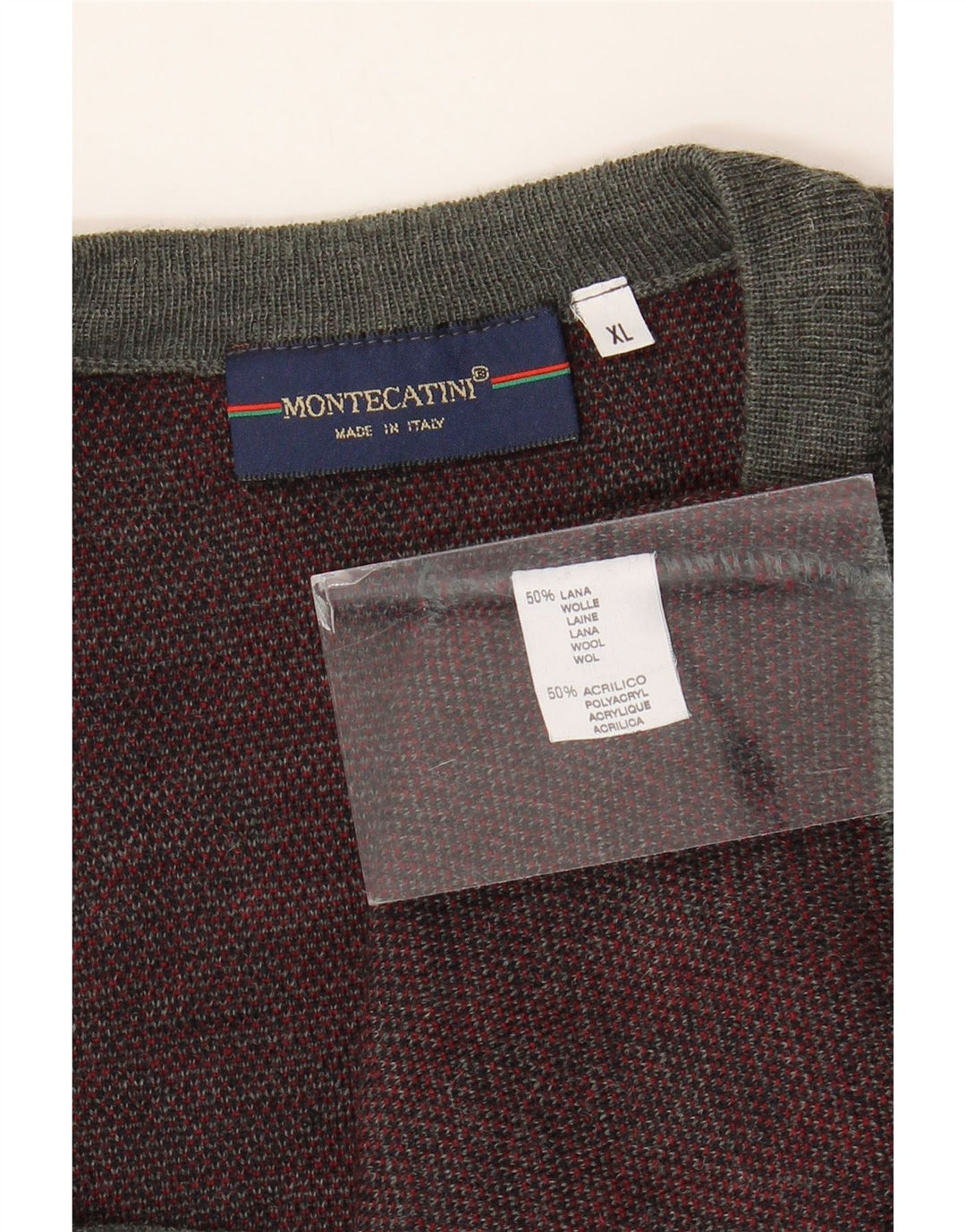 Męski sweter bez rękawów Montecatini XL, szara, geometryczna wełna