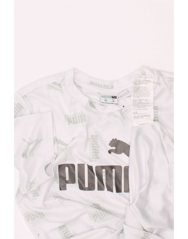 Chłopięcy T-shirt z grafiką Puma Top 7-8 lat, mały, biały, poliester