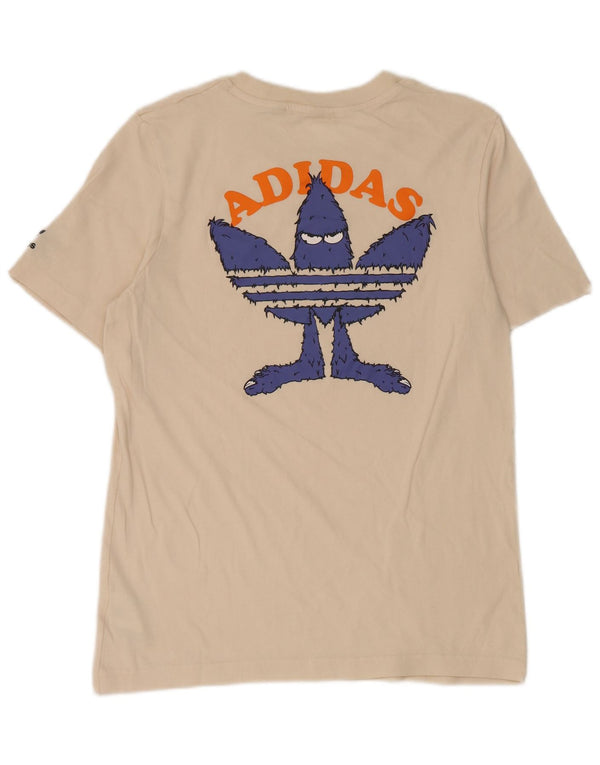 Męska koszulka z grafiką Adidas, mała, biała, bawełniana