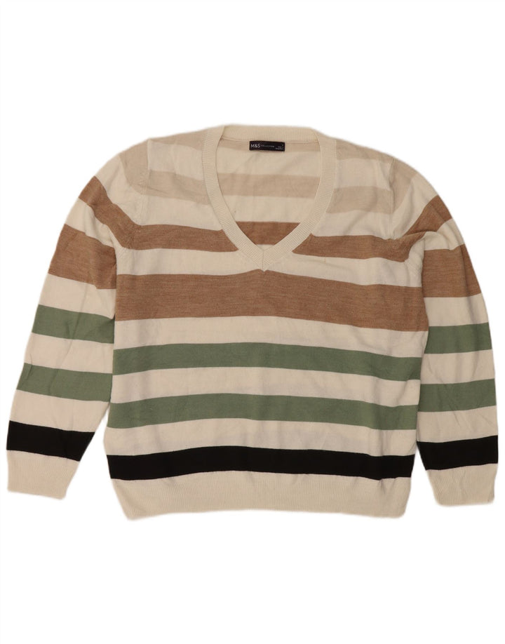 Marks & Spencer Damski sweter z dekoltem w kształcie litery V, UK 16, duży, wielokolorowy