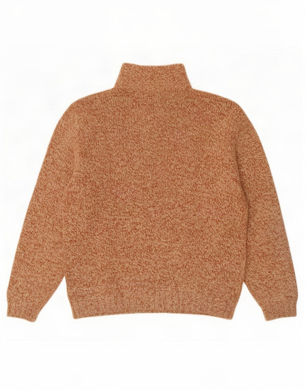 Vintage męski sweter zapinany na guziki, duży, brązowy, wełniany nakrapiany