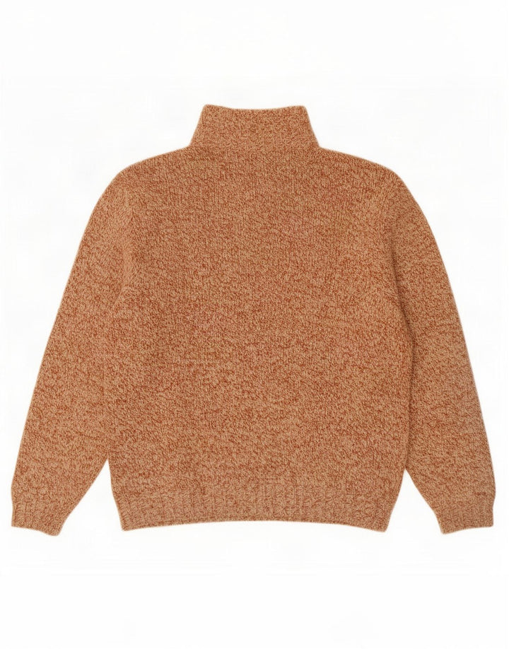 Vintage męski sweter zapinany na guziki, duży, brązowy, wełniany nakrapiany