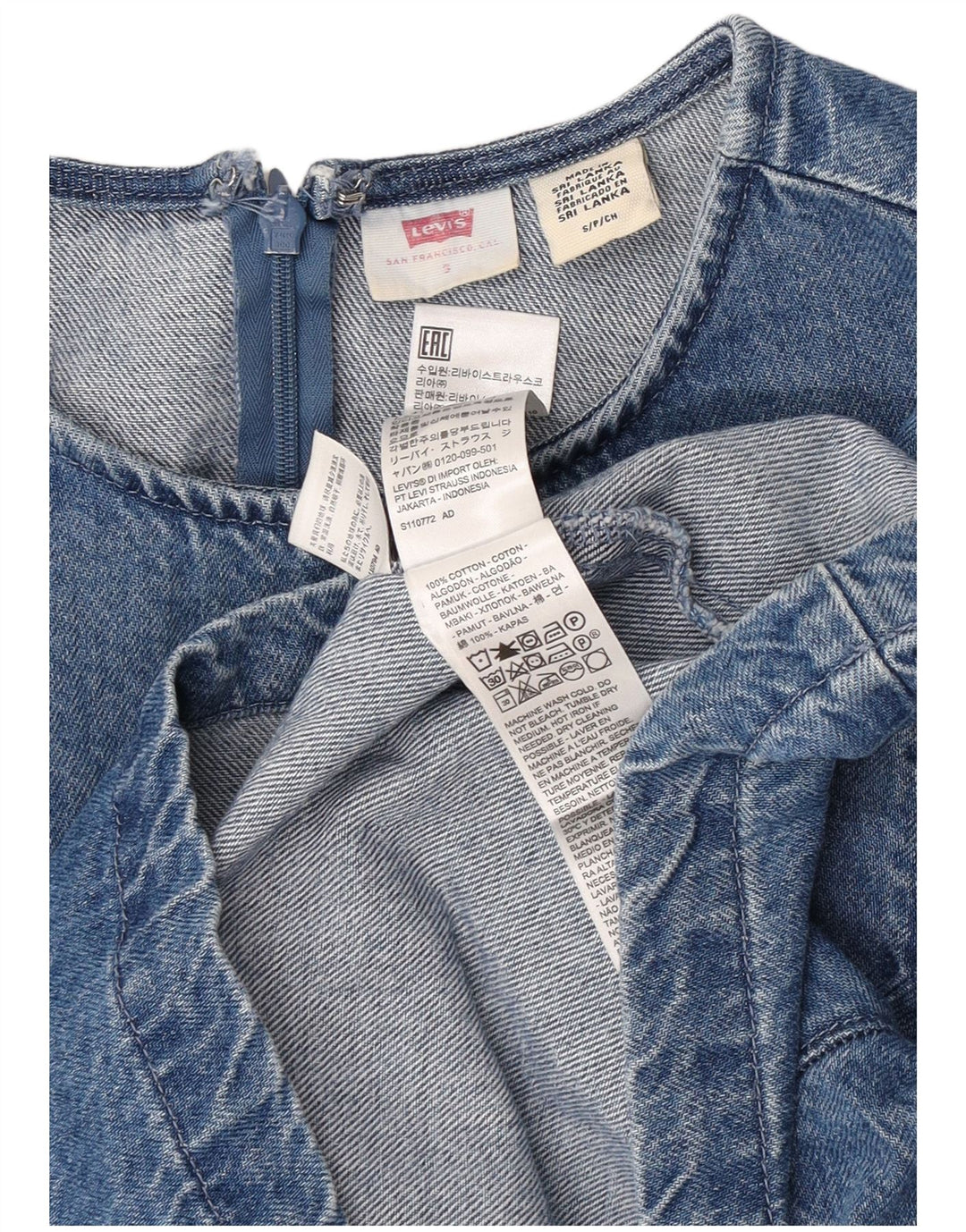 Damska bluzka jeansowa Levi's Top UK 10 Small Blue Cotton