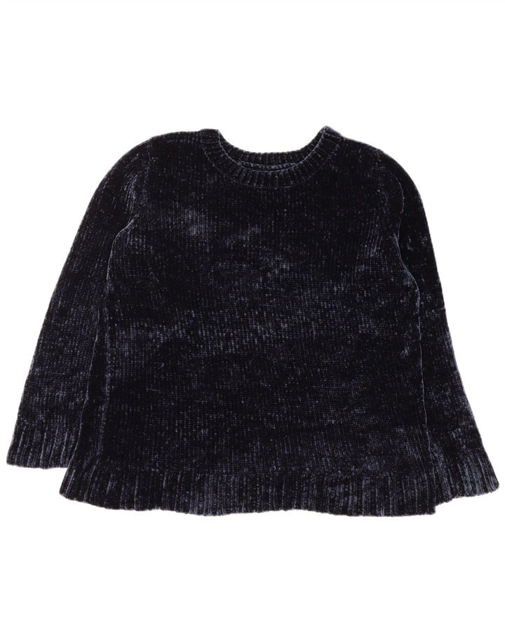 Damski sweter z okrągłym dekoltem ORVIS UK 16, duży granatowy poliester