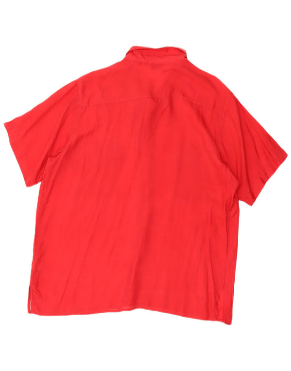 Bluzka damska z krótkim rękawem w stylu vintage, UK 14, średni czerwony jedwab