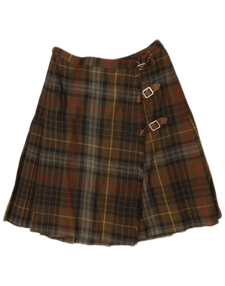 Damska spódnica kopertowa VINTAGE W28 w średnią kratę khaki