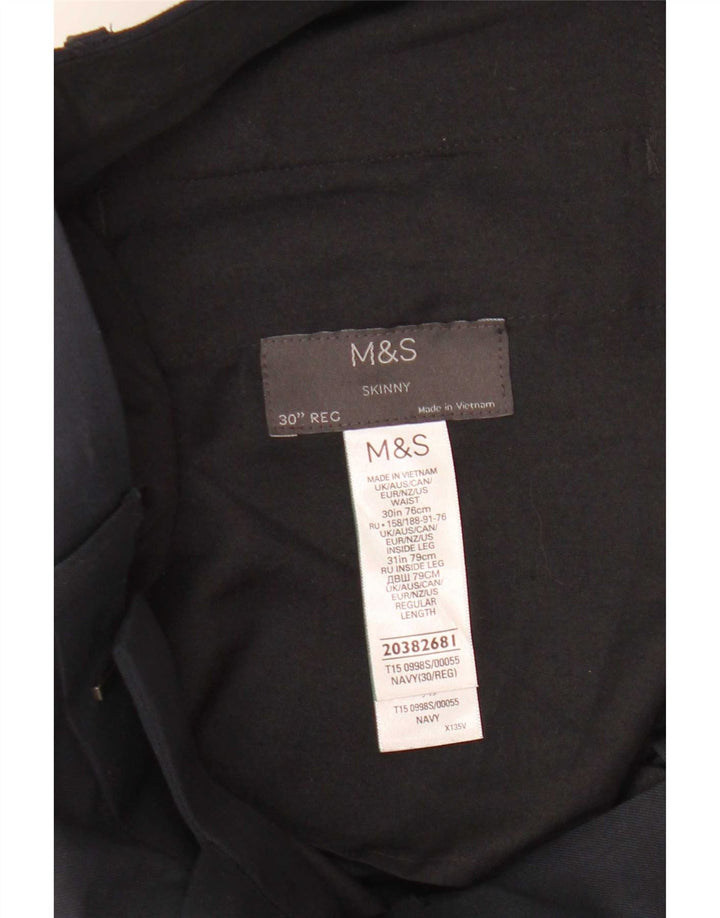 Męskie spodnie garniturowe Marks & Spencer W30 L31 Granatowy poliester