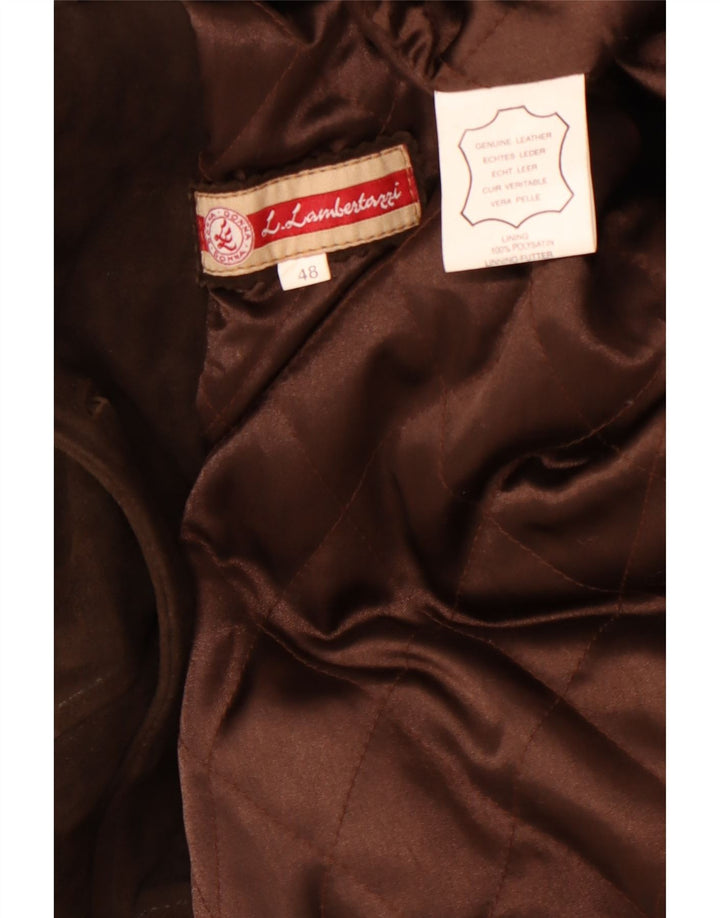 Zamszowy płaszcz damski L.Lambertazzi IT 48 XL, brązowa skóra
