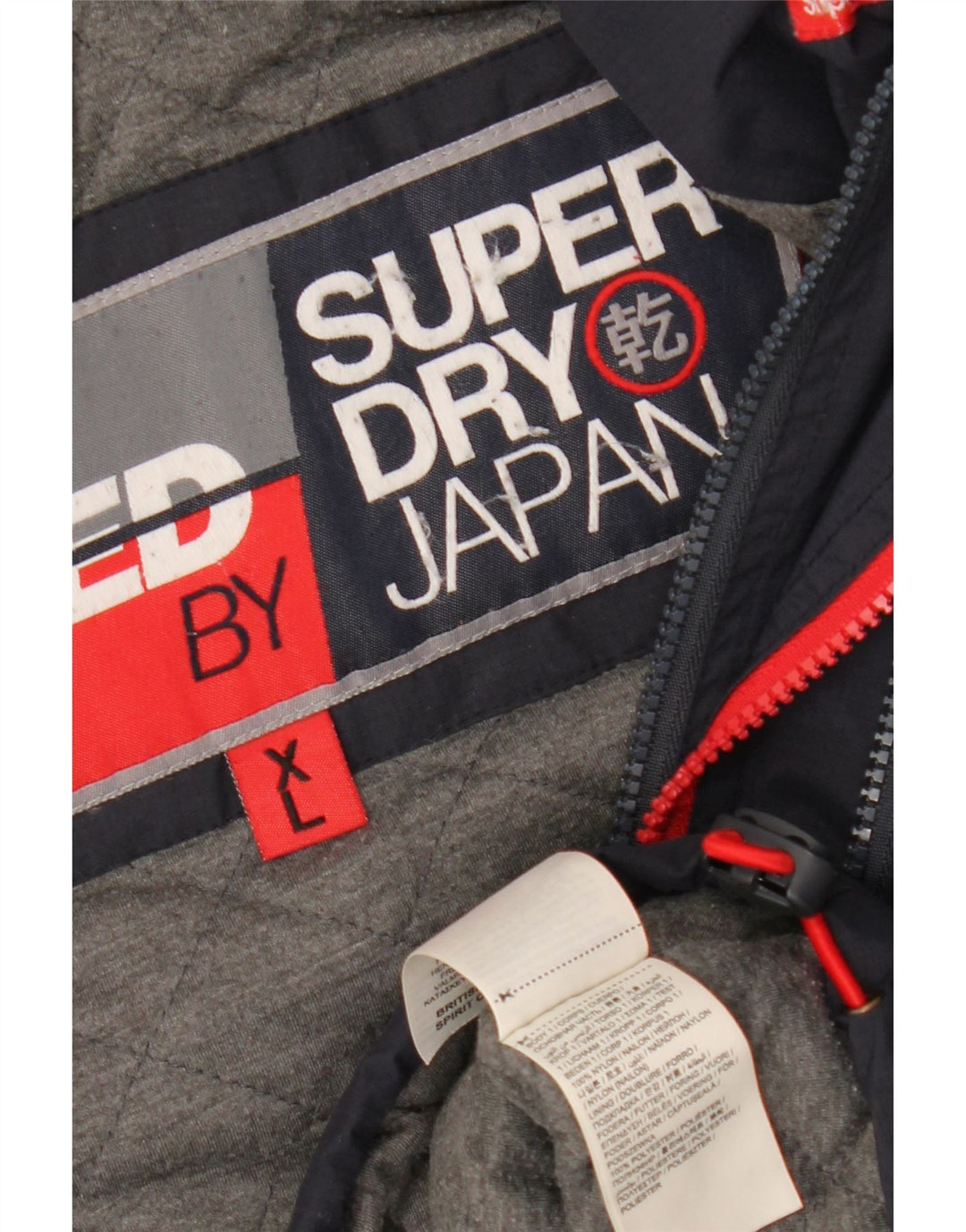 Damska kurtka wiatrówka SUPERDRY z kapturem UK 18 XL, granatowa, nylonowa