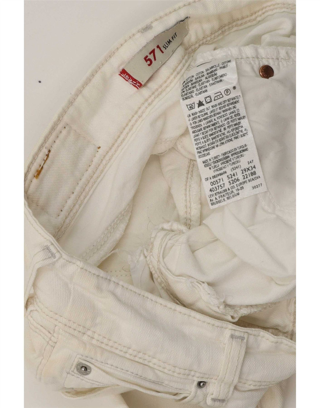 Damskie jeansy Levi's 571 Slim W29 L29 Biała bawełna