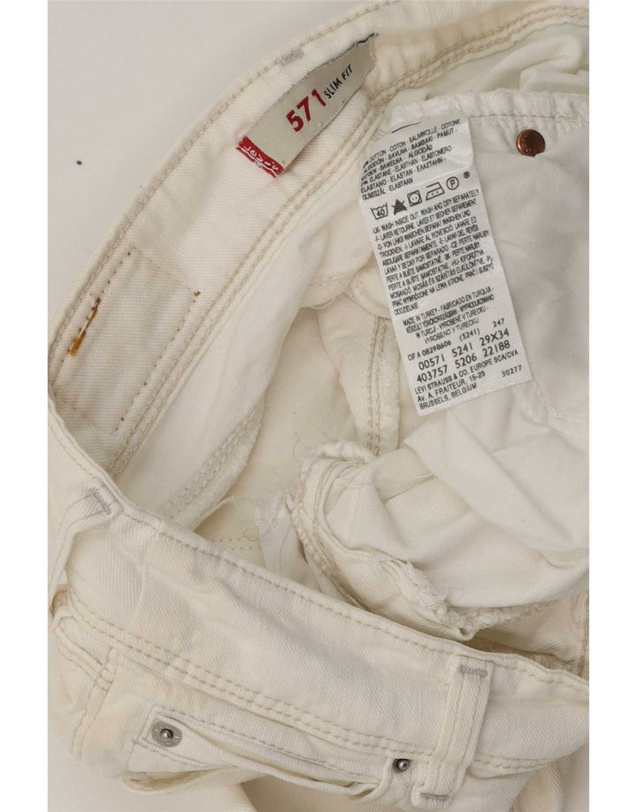 Damskie jeansy Levi's 571 Slim W29 L29 Biała bawełna