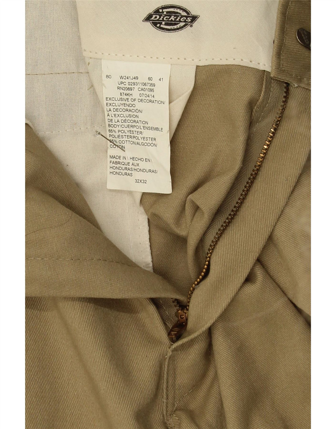 Męskie proste spodnie chino Dickies W32 L32 beżowy poliester