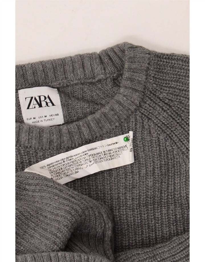Męski sweter z dekoltem w łódkę Zara Średni szary, bawełniany