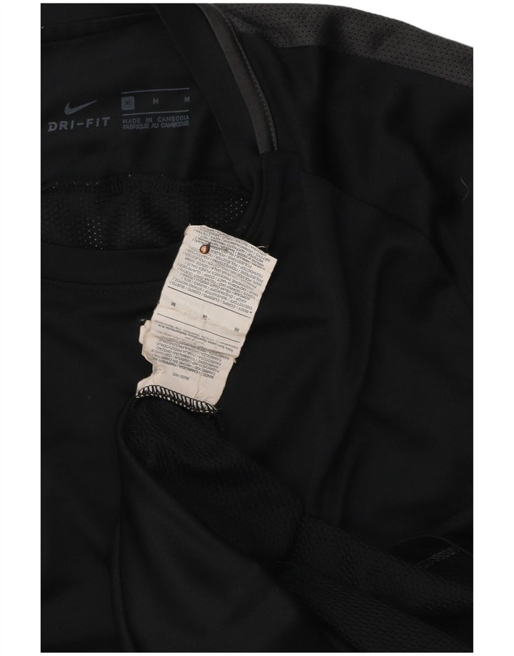 Męski T-shirt Nike Dri Fit Top, średni czarny poliester z blokami kolorów