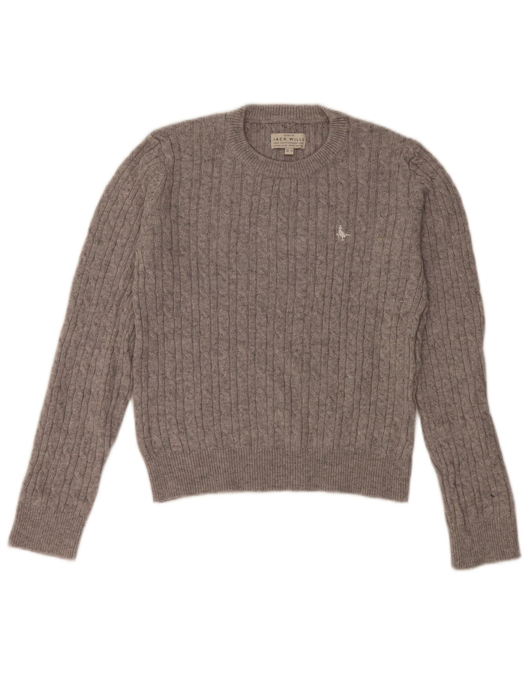 JACK WILLS Damski sweter z okrągłym dekoltem, UK 12, średnioszary, wełniany