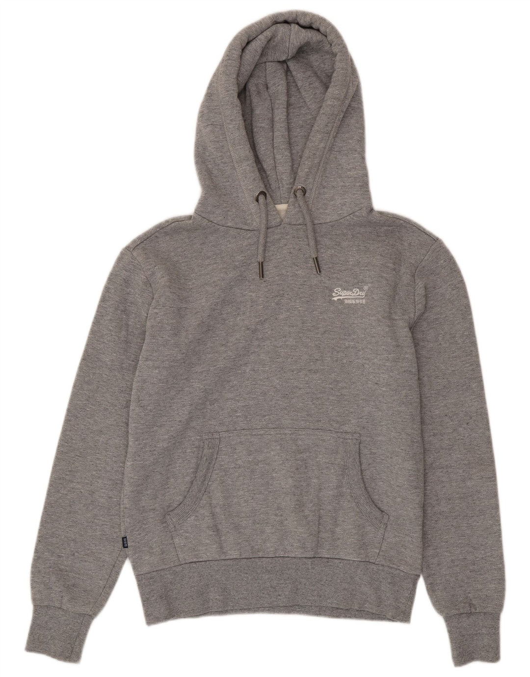 Męski sweter z kapturem Superdry, mały, szary, bawełniany w cętki