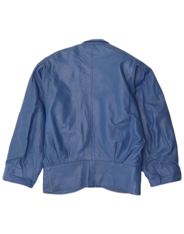 Vintage damska kurtka skórzana oversize EU 34 XS niebieska