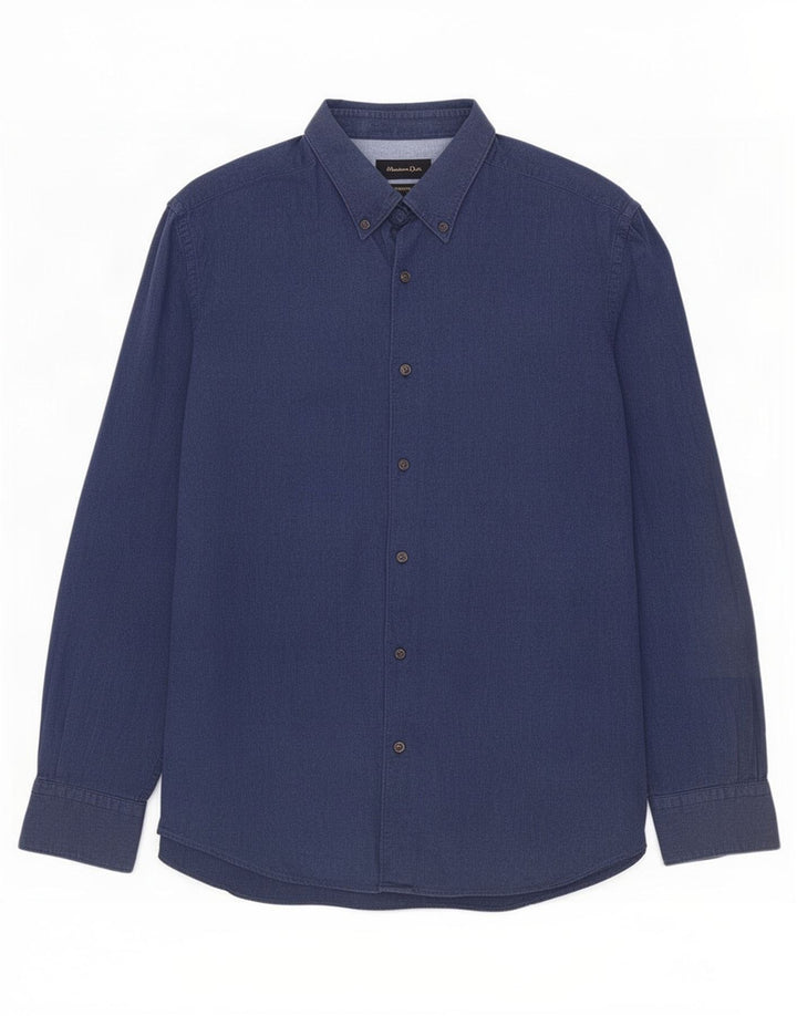 Koszula męska Massimo Dutti, duża, granatowa, bawełniana