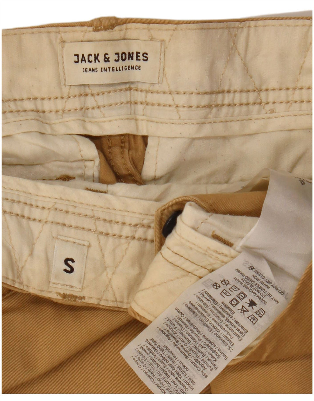 Męskie spodenki cargo JACK & JONES, małe W32, beżowe, bawełniane