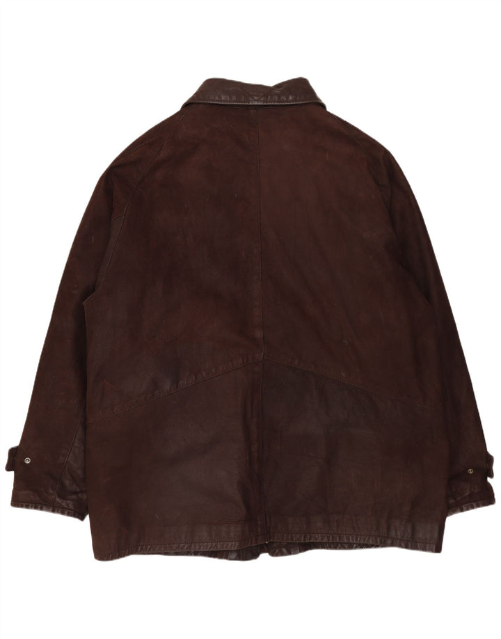 Męska kurtka skórzana VINTAGE UK 42 XL Brązowa skóra