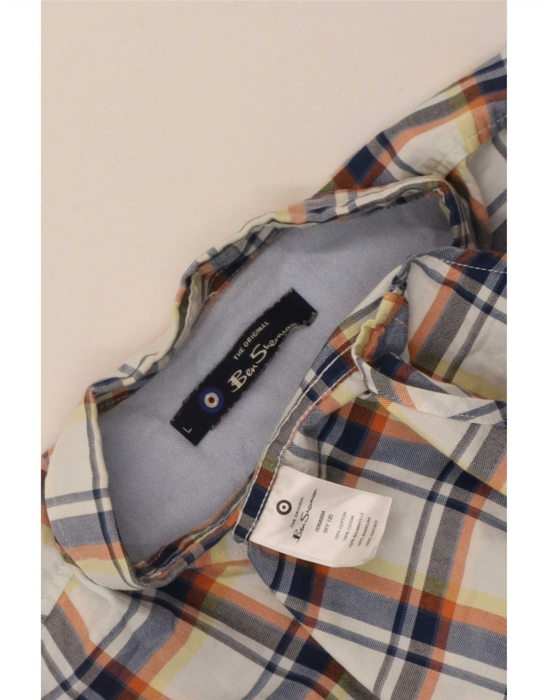 Męska koszula z krótkim rękawem Ben Sherman, duża, niebieska, bawełniana krata