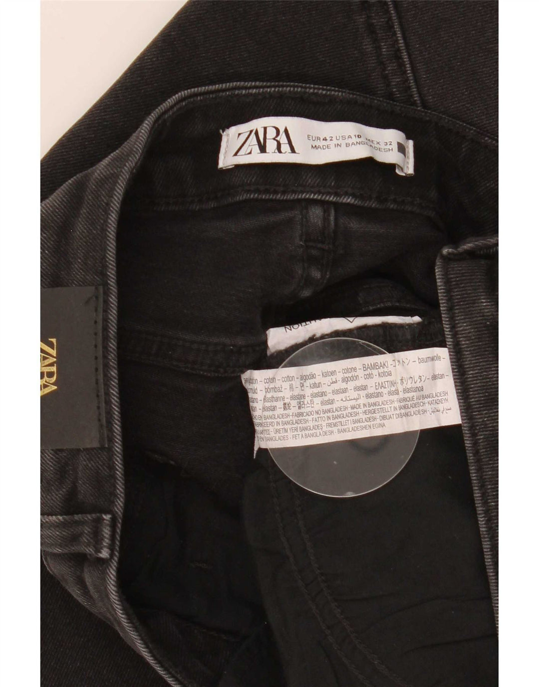 Dżinsy damskie Zara Crop Bootcut EU 42 Large W32 L26 Czarna bawełna