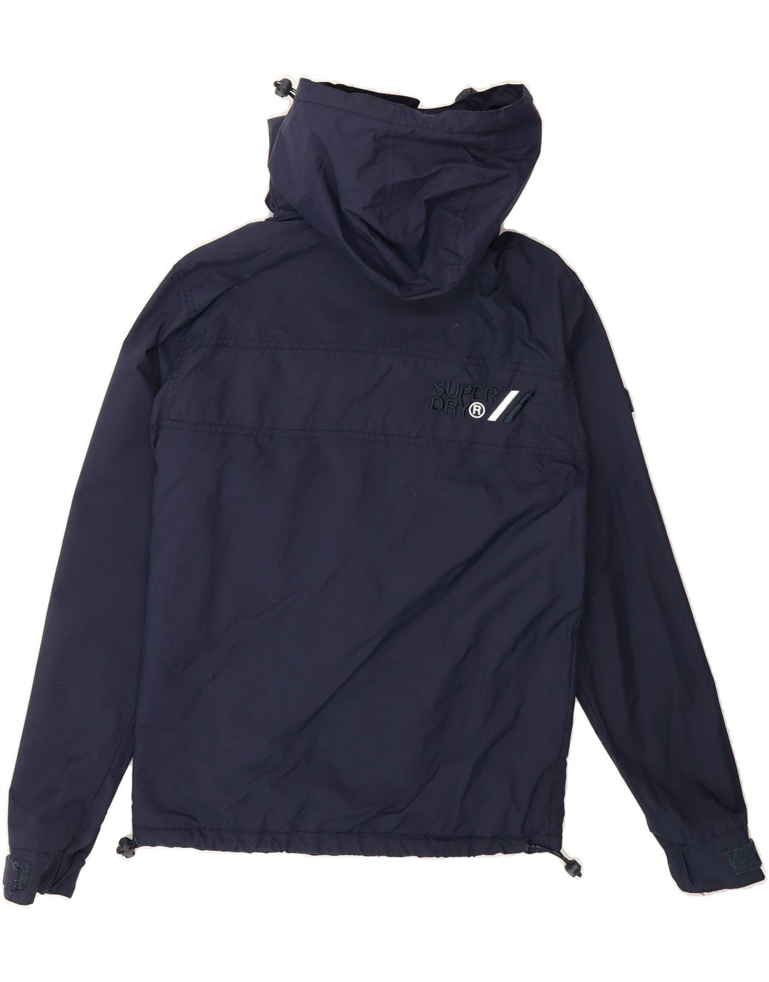 SUPERDRY Mens Hooded Zip Windbreaker Jacket XS Navy Blue Nylon Vintage Superdry and Second-Hand Superdry from Messina Hembry 