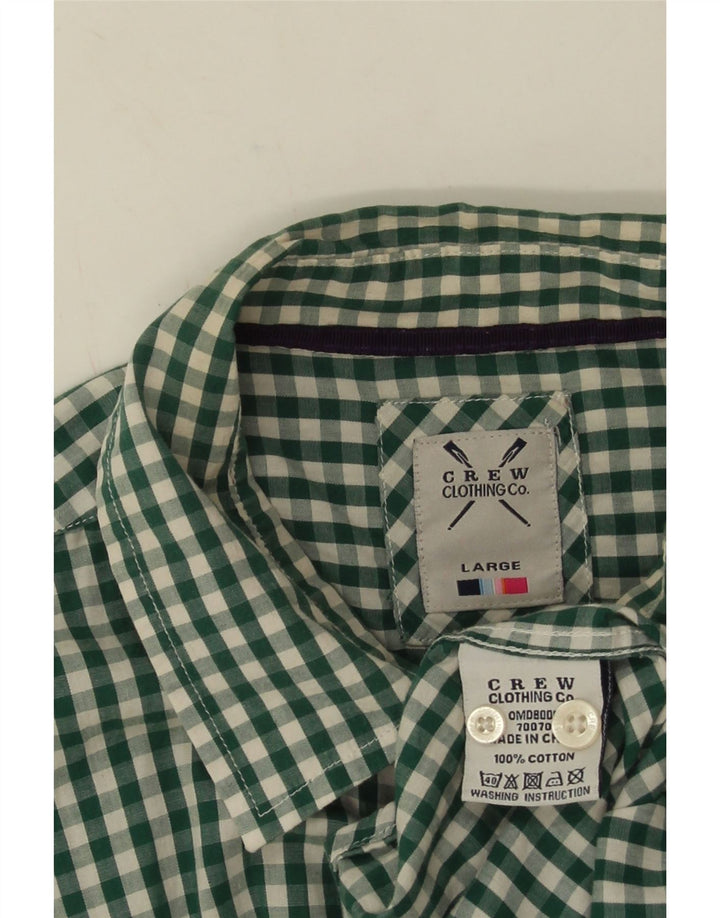 Crew Clothing Koszula męska, duża, zielona, bawełniana w kratkę