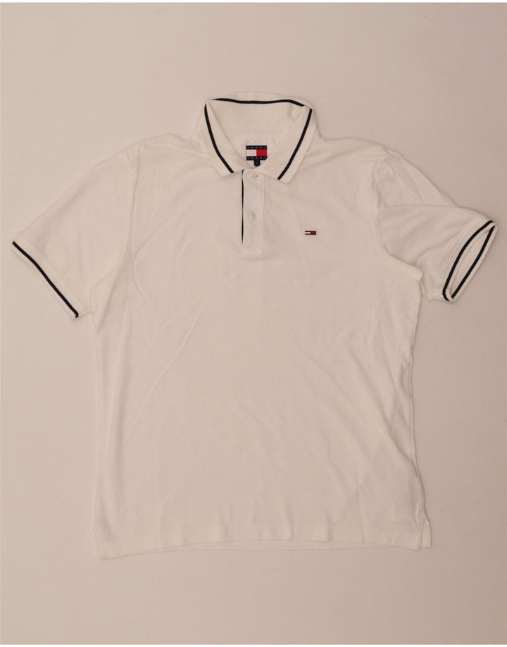 Męska koszulka polo Tommy Hilfiger, duża, biała, bawełniana