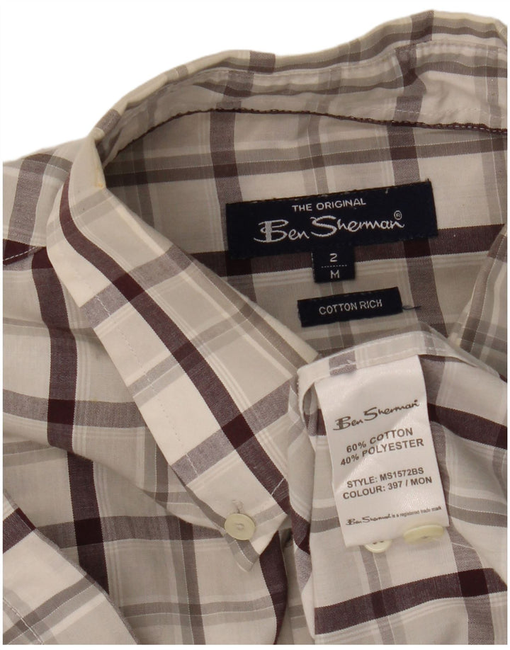 Męska koszula z krótkim rękawem Ben Sherman, bawełniana w średnią szarą kratkę