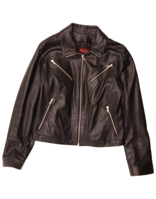 Private Womens Leather Jacket IT 44 Medium Black