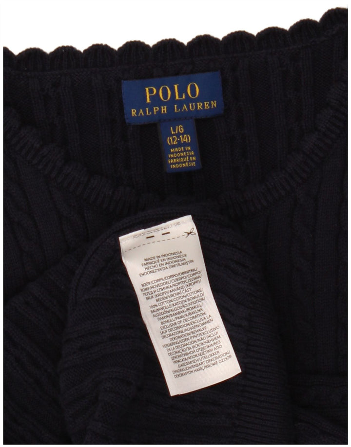 POLO RALPH LAUREN Dziewczęcy sweter kardigan 12-13 lat, duży, granatowy