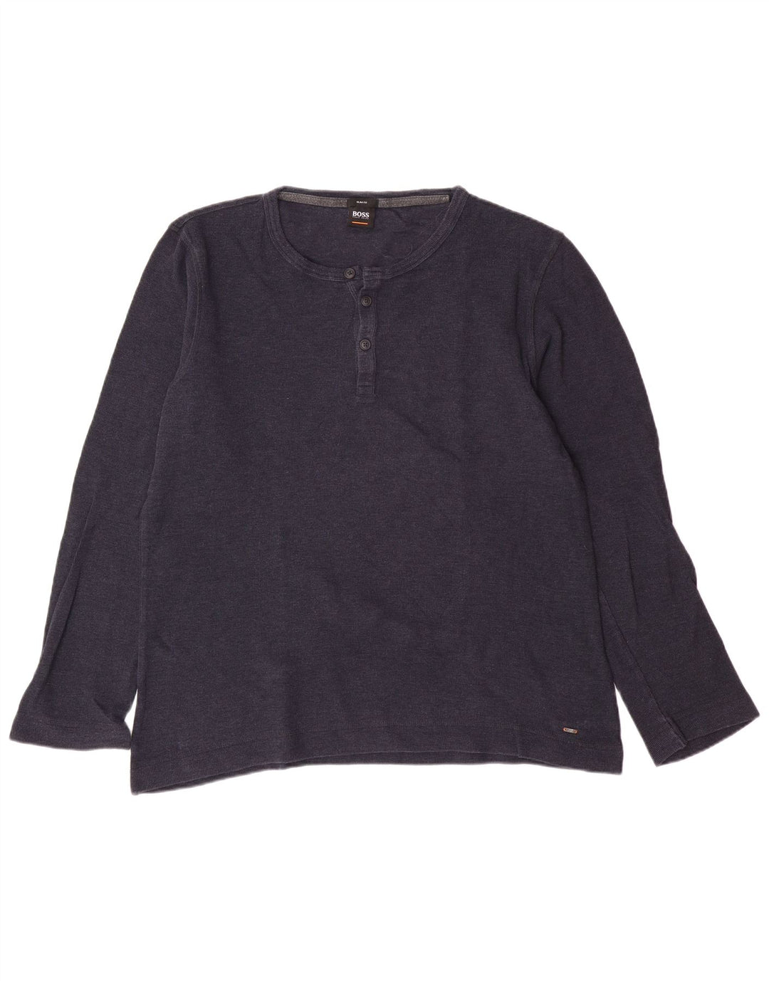 HUGO BOSS Męski top slim fit z długim rękawem, 2XL, granatowy, bawełniany