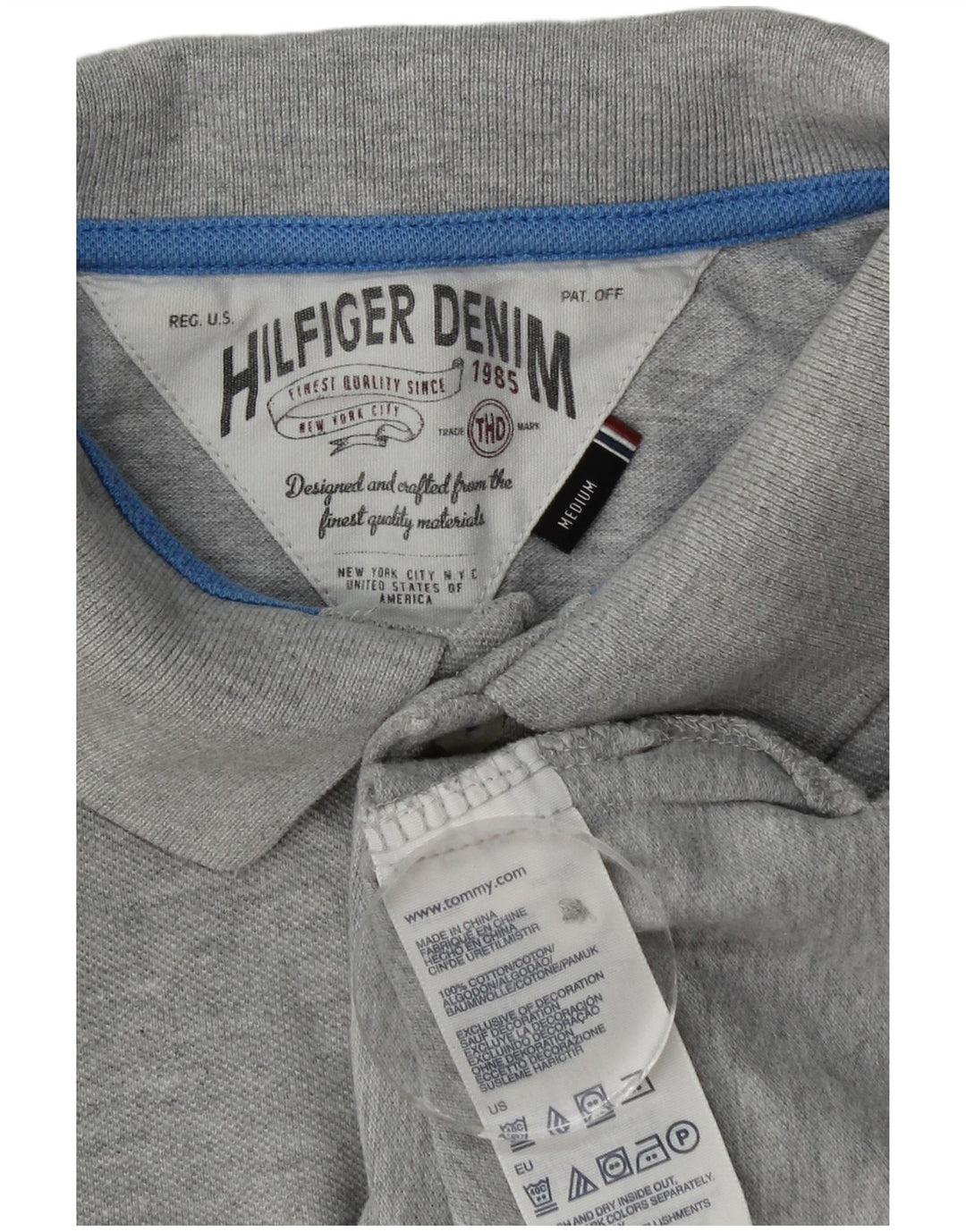 Męska koszulka polo Tommy Hilfiger z grafiką, średnioszara, bawełniana w plamki