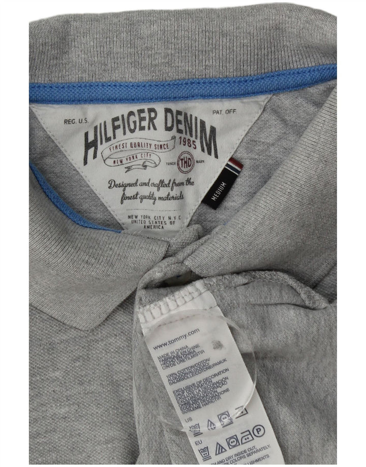 Męska koszulka polo Tommy Hilfiger z grafiką, średnioszara, bawełniana w plamki