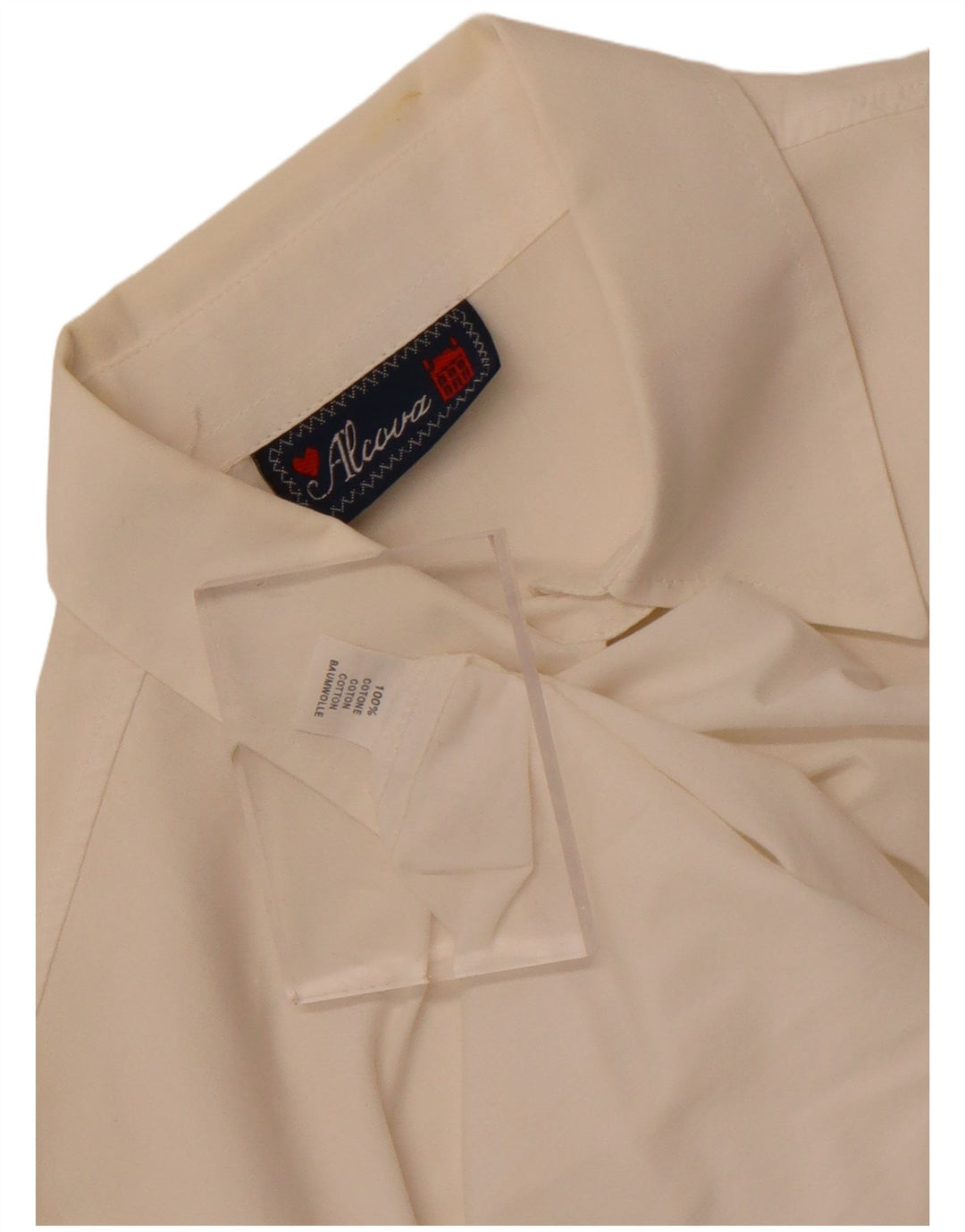 Damska koszula w stylu vintage z grafiką UK 14, duża, biała, bawełniana