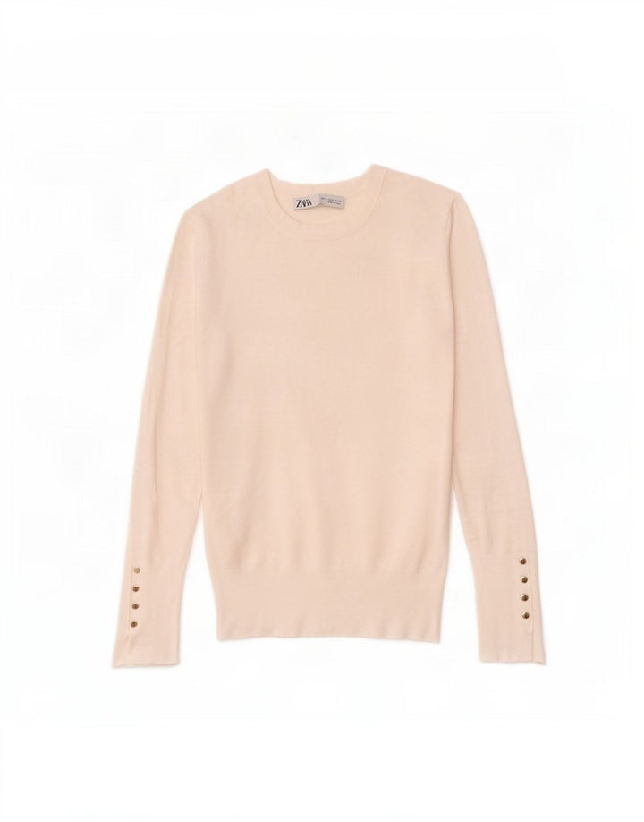 Sweter damski Zara z okrągłym dekoltem UK 10, mały, biały