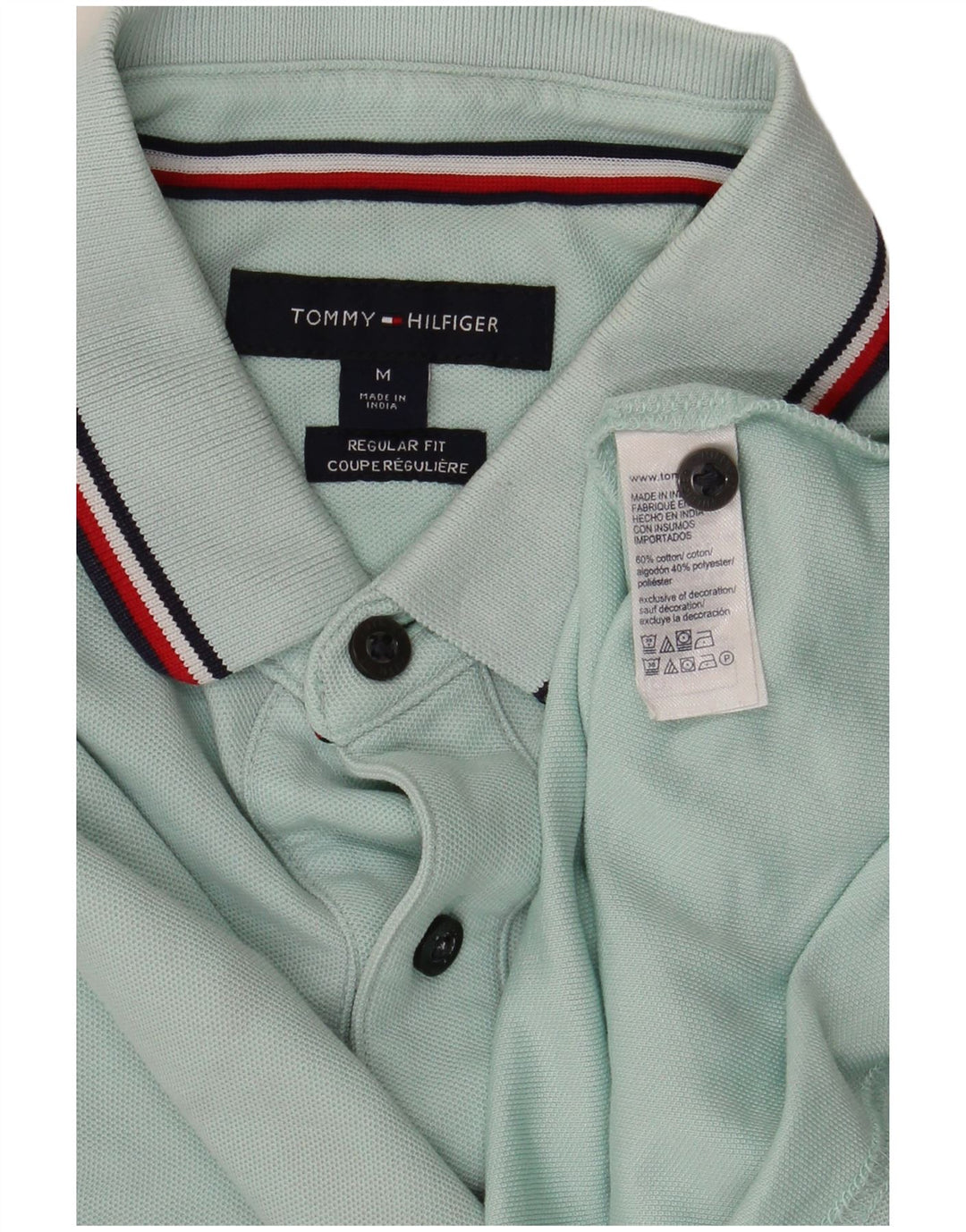 Męska koszulka polo Tommy Hilfiger o regularnym kroju, średnia turkusowa bawełna