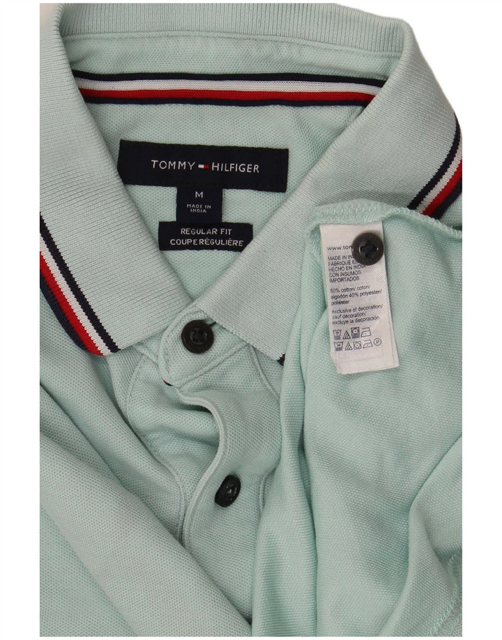Męska koszulka polo Tommy Hilfiger o regularnym kroju, średnia turkusowa bawełna