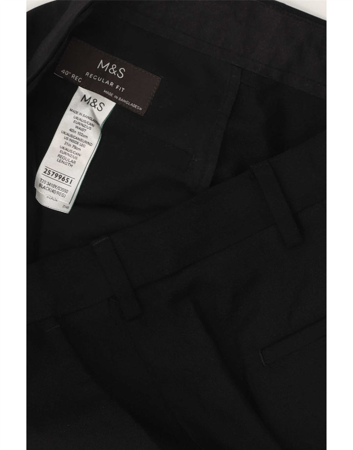Męskie spodnie codzienne Marks & Spencer o regularnym kroju W40 L31 Czarny poliester