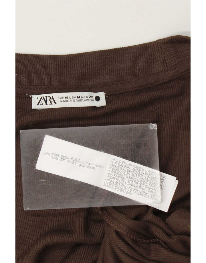 T-shirt damski Zara Top UK 14 Średni brązowy wiskoza